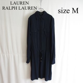 ラルフローレン(Ralph Lauren)のLAUREN RALPH LAUREN レーヨン ロングワンピース トップス 紺(ロングワンピース/マキシワンピース)