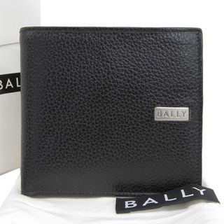 バリー(Bally)の【本物保証】 箱・布袋付 新品同様 バリー BALLY ロゴ入り 二つ折り財布 レザー ブラック 黒 シンプル(折り財布)