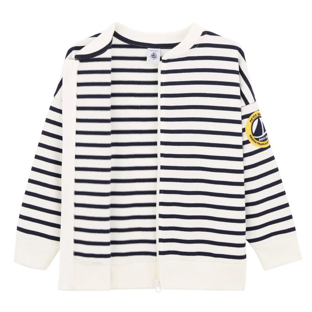 PETIT BATEAU(プチバトー)のプチバトー　ボーダー　ジップアップ　カーディガン　スウェット　スエット キッズ/ベビー/マタニティのキッズ服男の子用(90cm~)(カーディガン)の商品写真