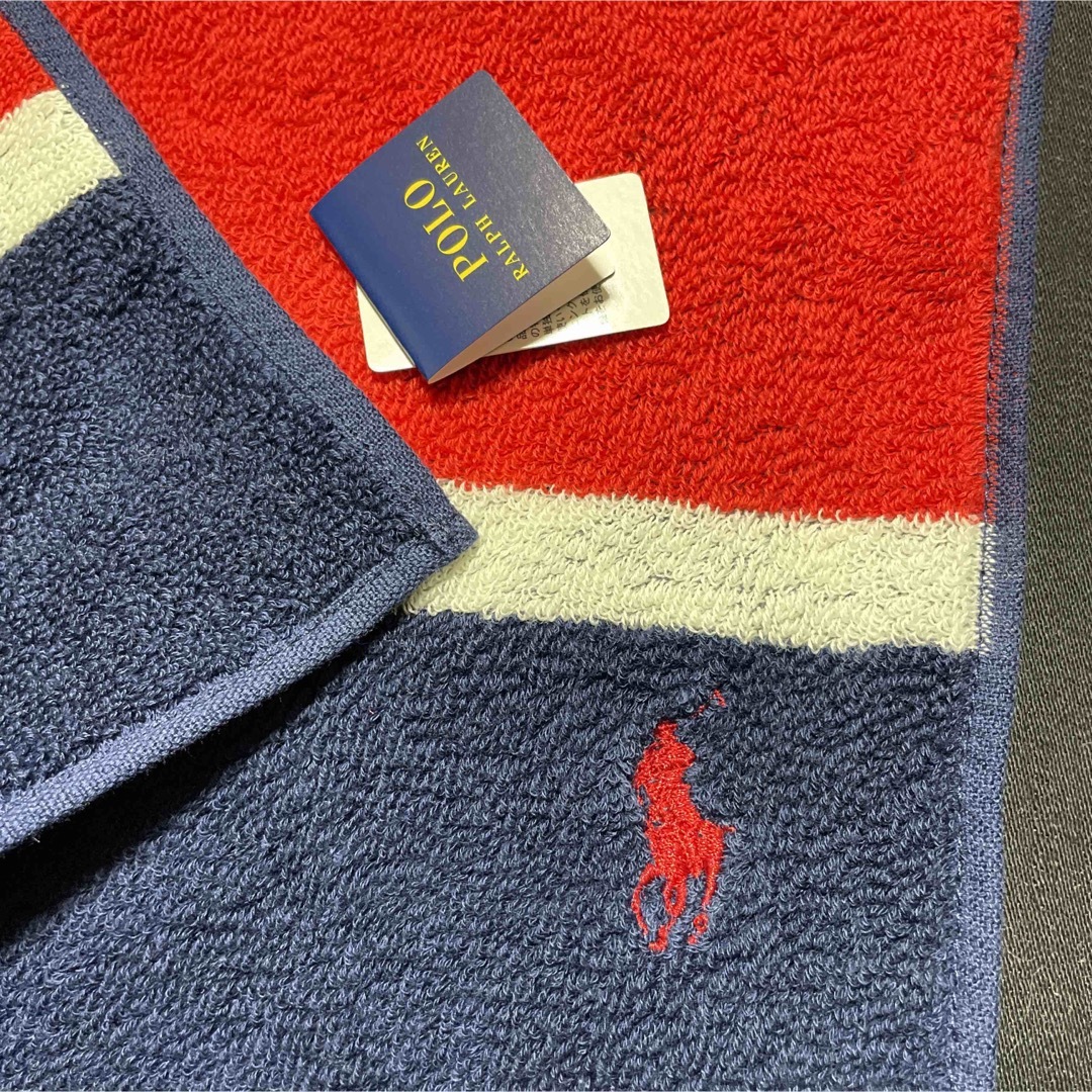 POLO RALPH LAUREN(ポロラルフローレン)の新品　タグ付き　ポロラルフローレン　ホース刺繍　タオルハンカチ　3枚 メンズのファッション小物(ハンカチ/ポケットチーフ)の商品写真