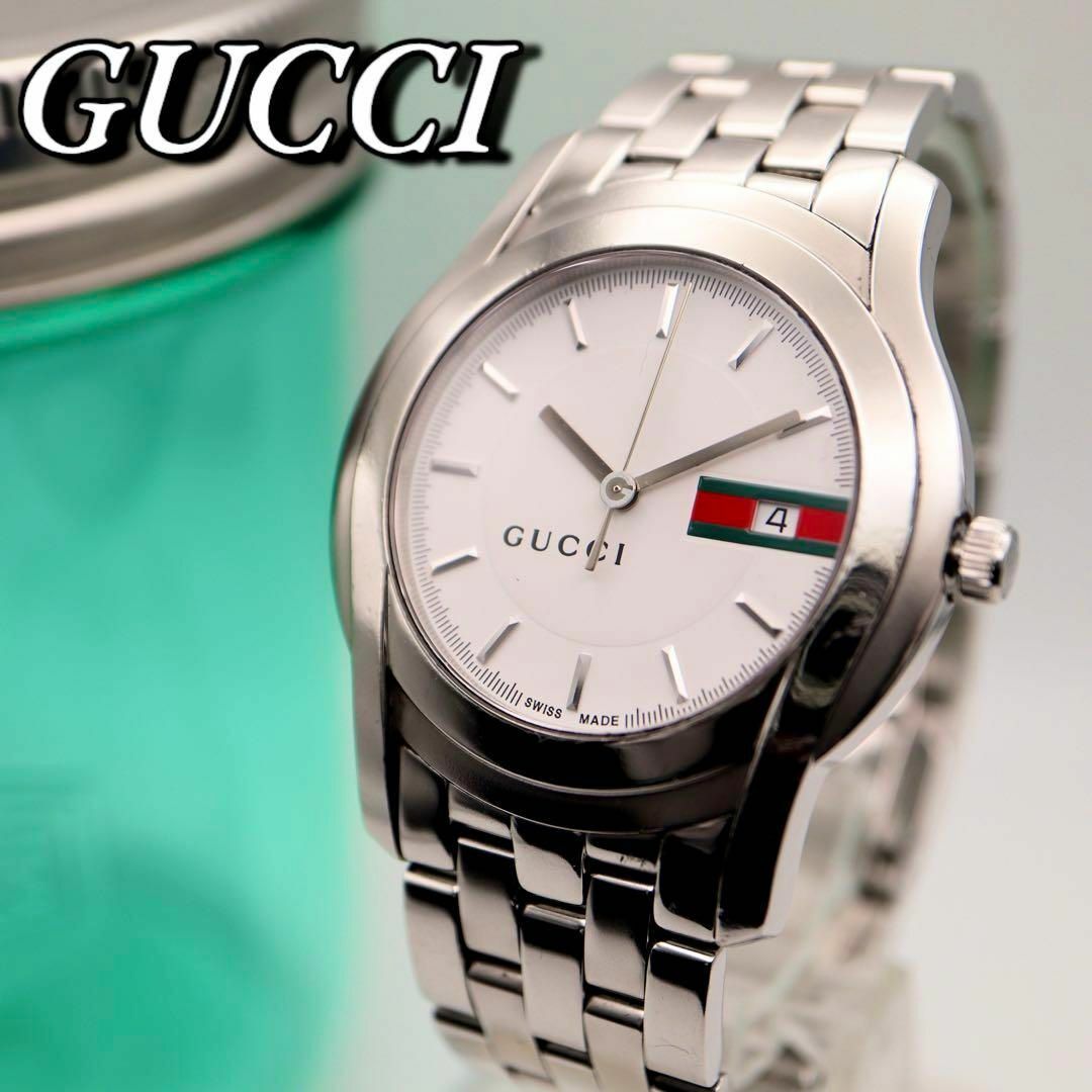 初売り GUCCI シェリーライン デイト クォーツ メンズ腕時計 451