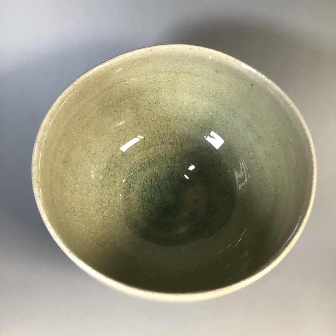 ラ２２９　茶碗　『八十寿　谷川春陽造』『青磁茶碗』　抹茶碗　共箱　茶道具花瓶