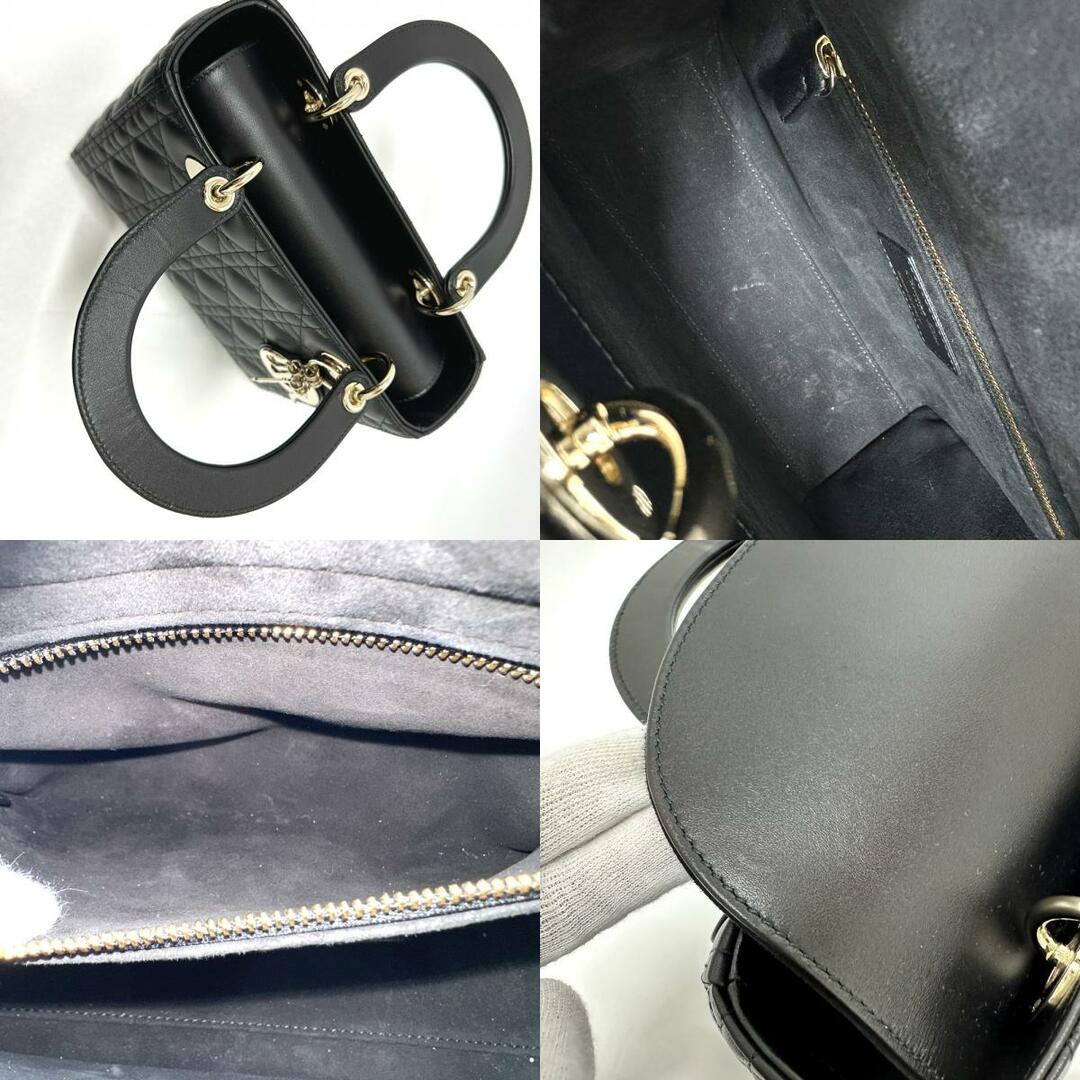 Dior(ディオール)のディオール Dior LADY DIOR バッグ ミディアム M0565ONGE レディディオール 2WAY カバン ハンドバッグ レザー ブラック 新品同様 レディースのバッグ(ハンドバッグ)の商品写真