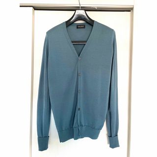 ジョンスメドレー(JOHN SMEDLEY)の超美品 JOHN SMEDLEY カーディガン メリノウール S ブルーグレー(カーディガン)