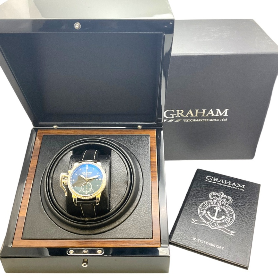 GRAHAM(グラハム)の　グラハム GRAHAM クロノファイター 1695 ロマンティック 2CXNS.B03A.L104S ブラック文字盤 SS/レザーストラップ 自動巻き メンズ 腕時計 レディースのファッション小物(腕時計)の商品写真