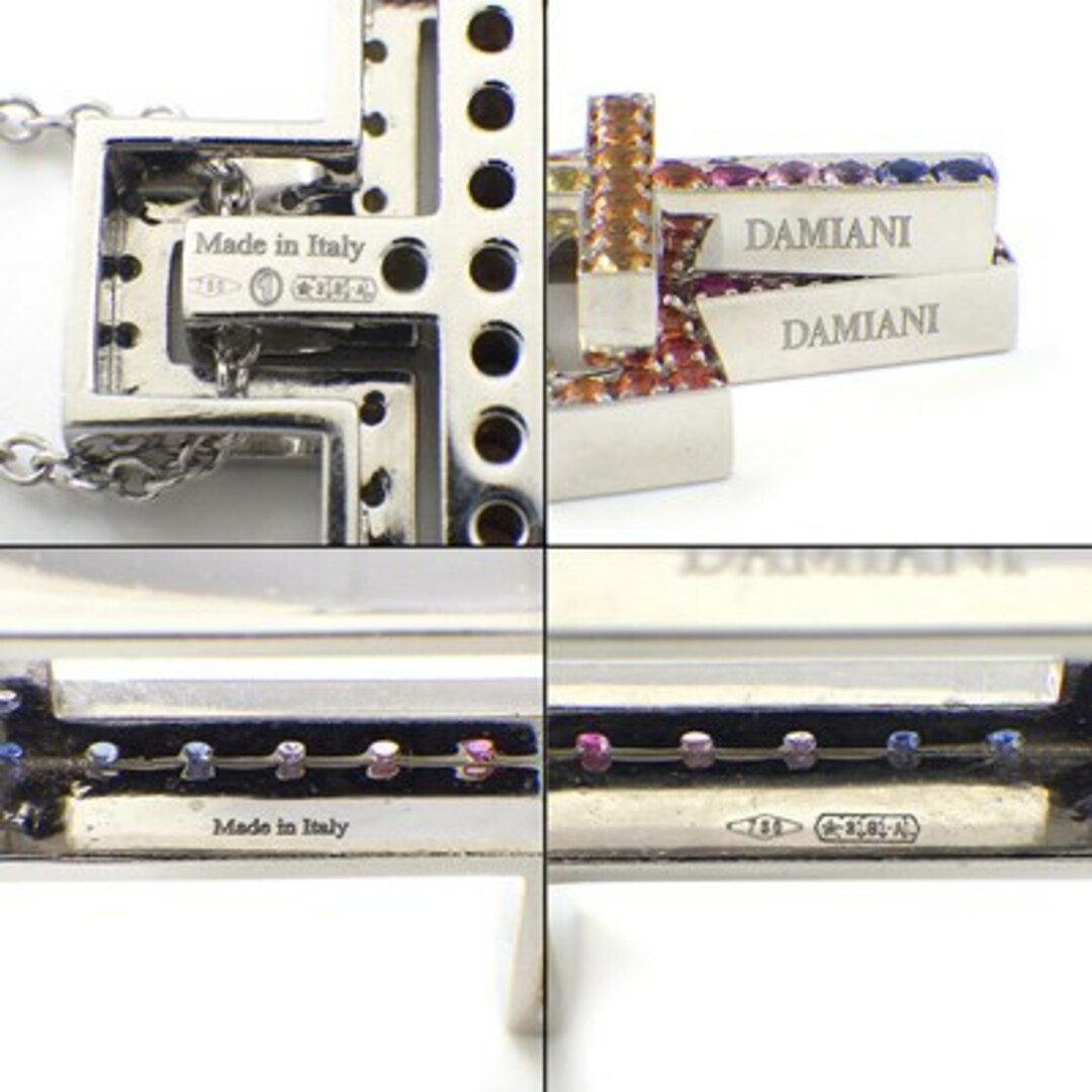 Damiani(ダミアーニ)のダミアーニ DAMIANI ネックレス ベル エポック 20091750 レインボー クロス パヴェ マルチカラー サファイア ダイヤモンド K18WG 【中古】 レディースのアクセサリー(ネックレス)の商品写真