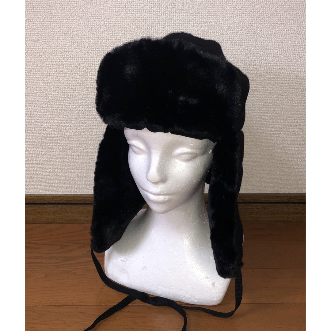 帽子M 新品 KANGOL トラッパーキャップ ロシア帽 ファー 黒 ブラック
