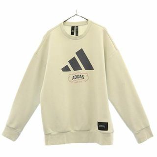 アディダス(adidas)のアディダス ロゴプリント 長袖 トレーナー S ベージュ adidas スウェット ロゴ刺繍 メンズ 古着 【231214】(スウェット)