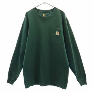 カーハート(carhartt)のカーハート ロゴワッペン 長袖 Tシャツ S グリーン Carhartt ポケット付き メンズ 古着 【231214】(Tシャツ/カットソー(七分/長袖))