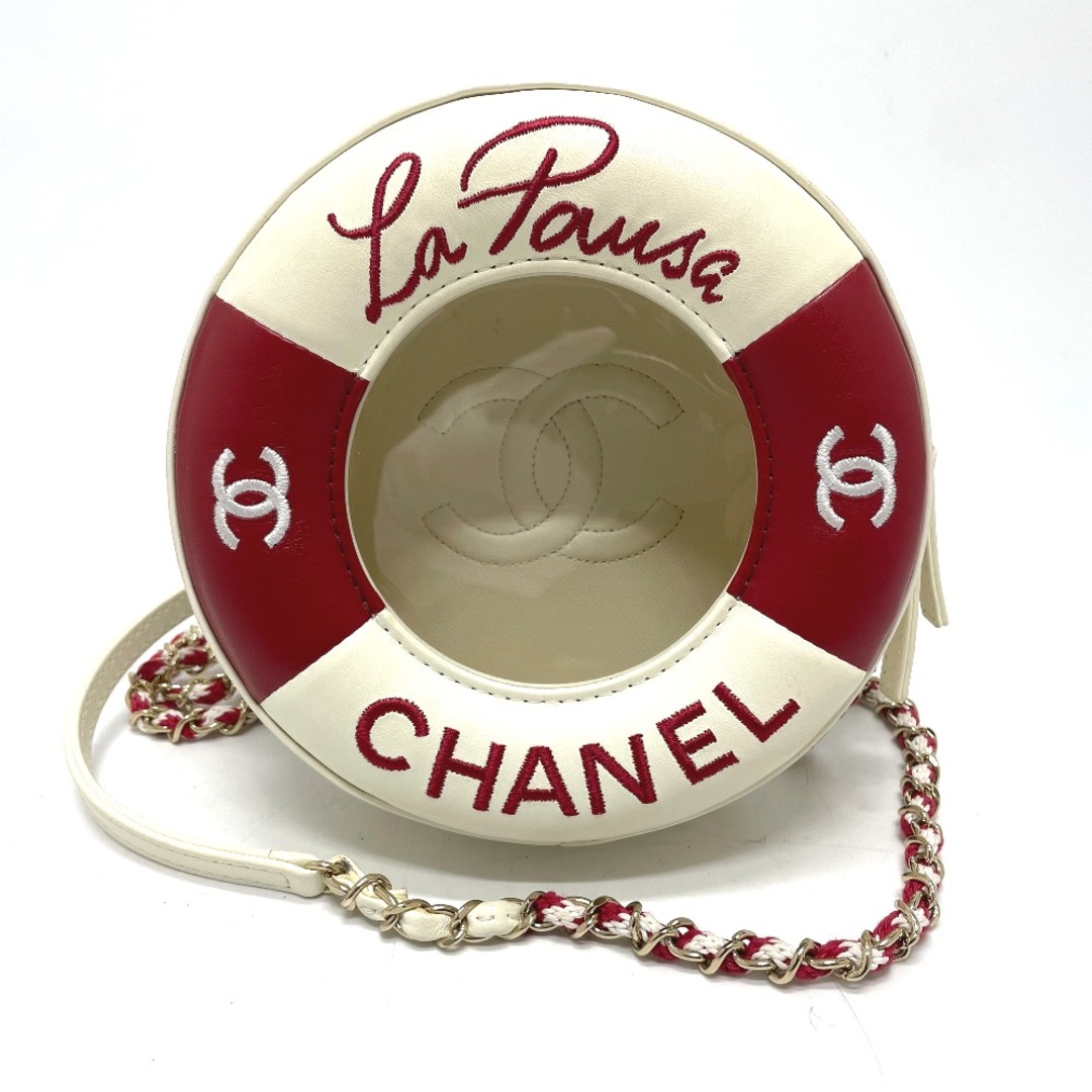 CHANEL - シャネル CHANEL ラウンド スモール AS0209 ココマーク CC チェーン クルーズライン　カバン ポシェット ショルダーバッグ ラムスキン ホワイト/レッド