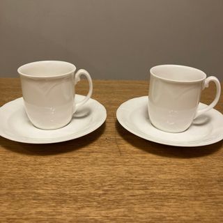 ロイヤルアルバート(ROYAL ALBERT)のロイヤルアルバート　デミタスカップ＆ソーサー　PLOFIEL 白　2客セット(食器)