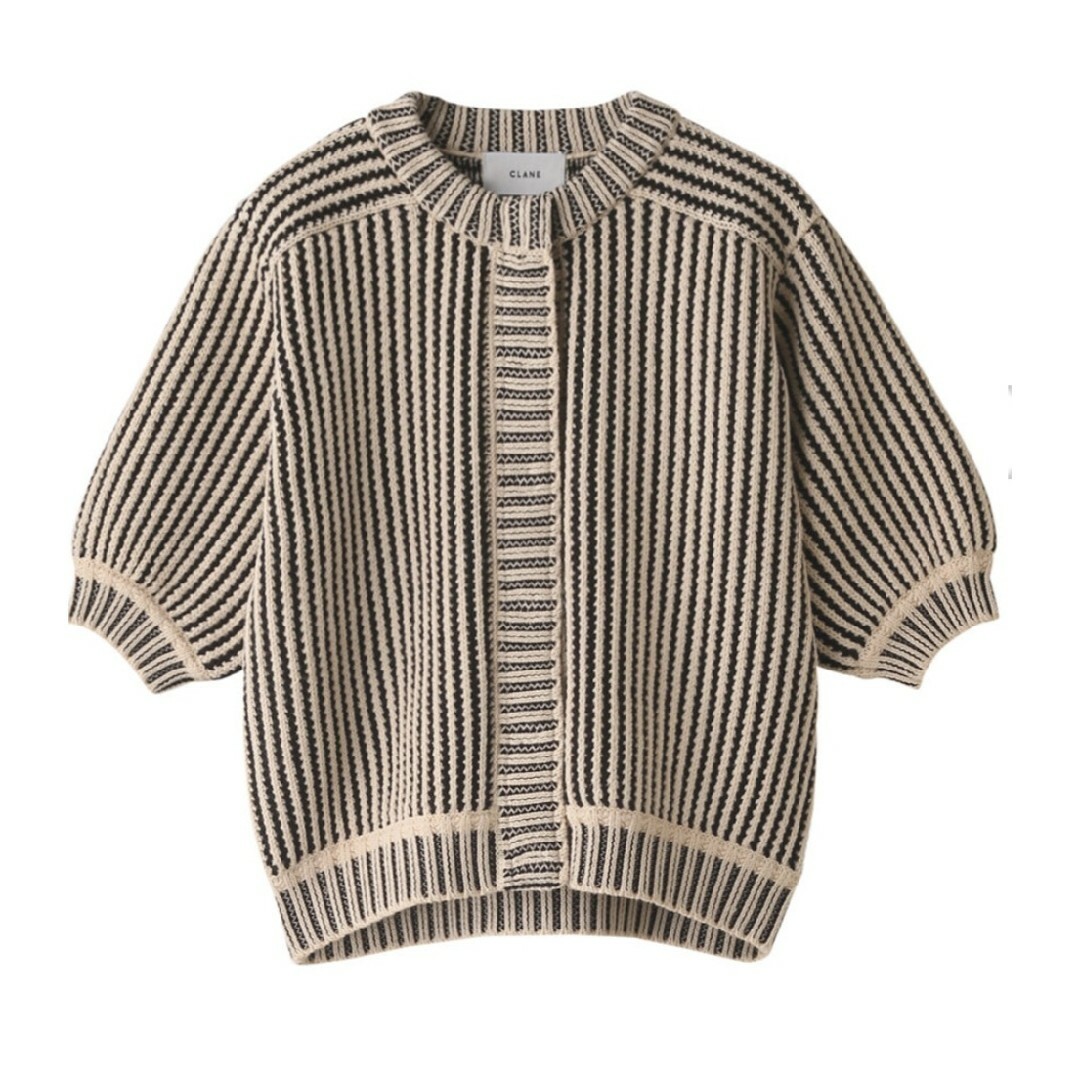 CLANE(クラネ)のCLANE　STRIPE CABLE HALF SLEEVE CD　size2 レディースのトップス(カーディガン)の商品写真