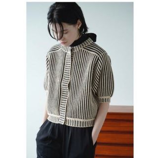 クラネ(CLANE)のCLANE　STRIPE CABLE HALF SLEEVE CD　size2(カーディガン)