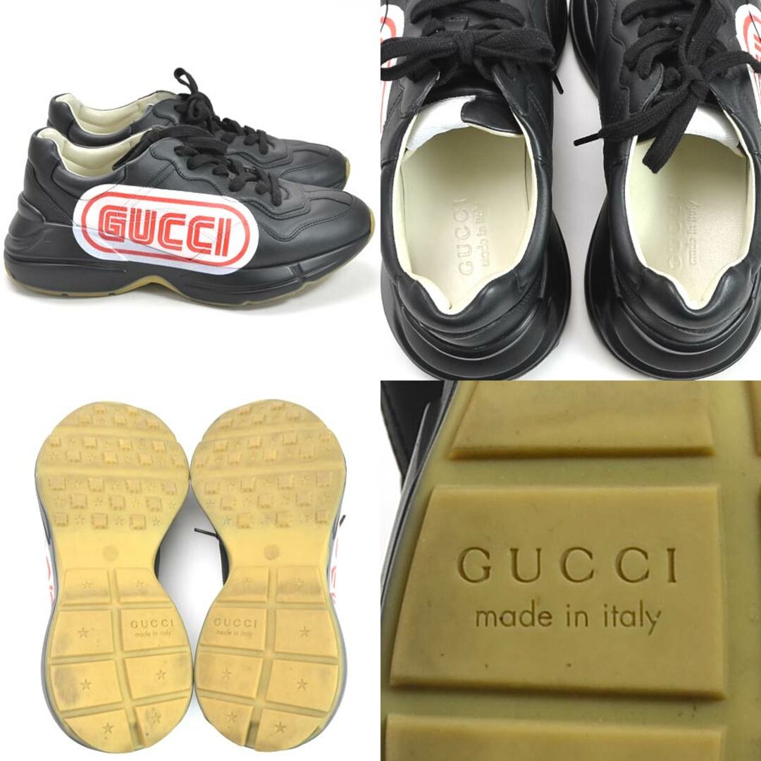 Gucci(グッチ)のグッチ GUCCI スニーカー Rhyton sneaker Black Print レザー ブラック メンズ 523609 送料無料【中古】 i0466 メンズの靴/シューズ(スニーカー)の商品写真