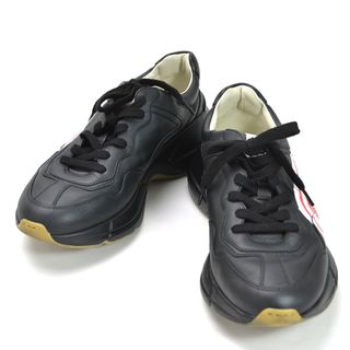 グッチ(Gucci)のグッチ GUCCI スニーカー Rhyton sneaker Black Print レザー ブラック メンズ 523609 送料無料【中古】 i0466(スニーカー)