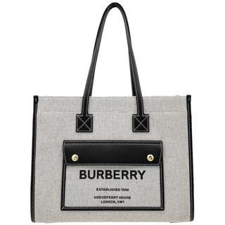 バーバリー(BURBERRY)のBURBERRY バーバリー トートバッグ フレヤトート　スモール ハンドバッグ 肩掛け A4対応 鞄 かばん キャンバス  レザー   ブラック 黒 ゴールド金具 レディース【中古品】(ハンドバッグ)