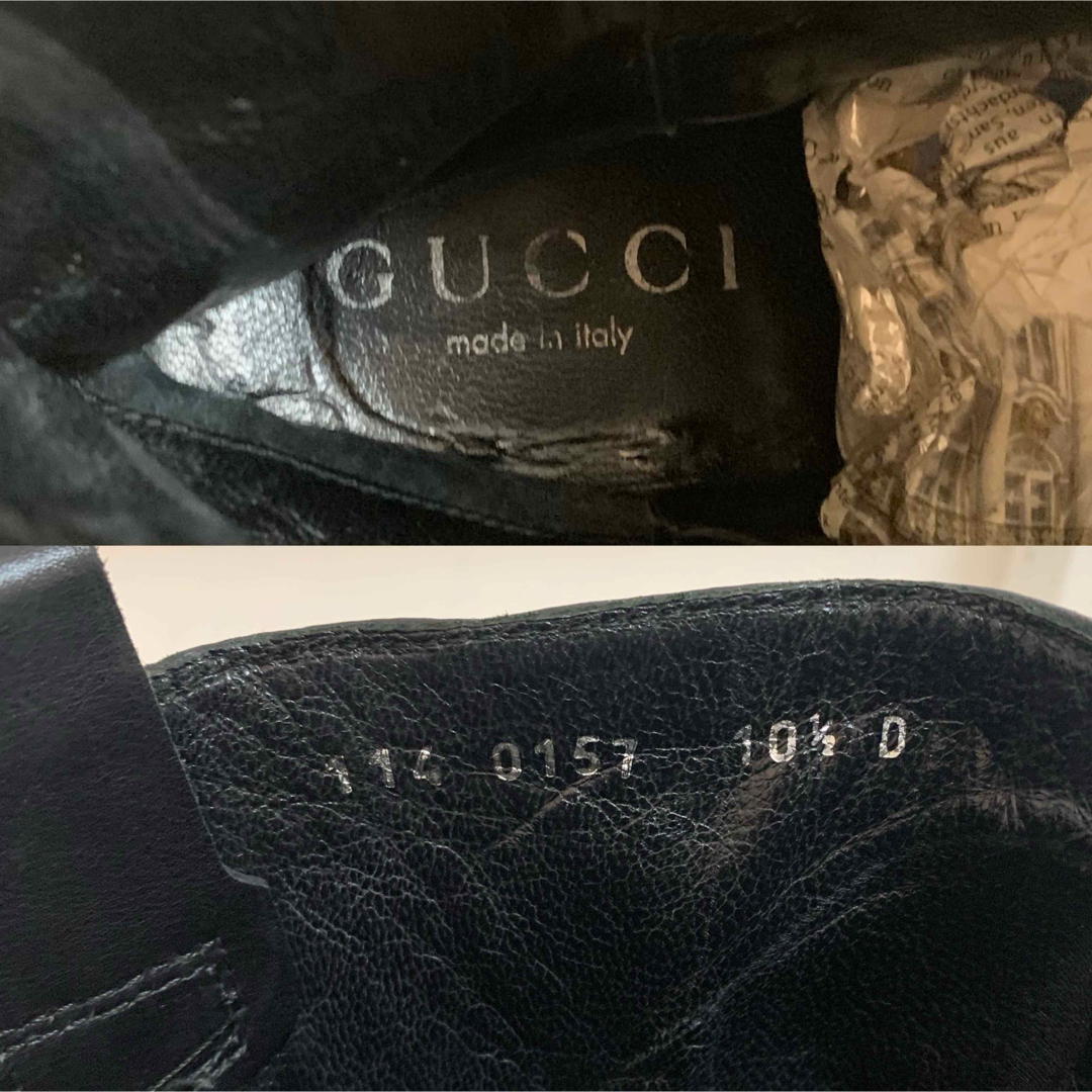 Gucci(グッチ)のGUCCI VINTAGE グッチ イタリア製 レザーブーツ ブラック 10.5 メンズの靴/シューズ(ブーツ)の商品写真