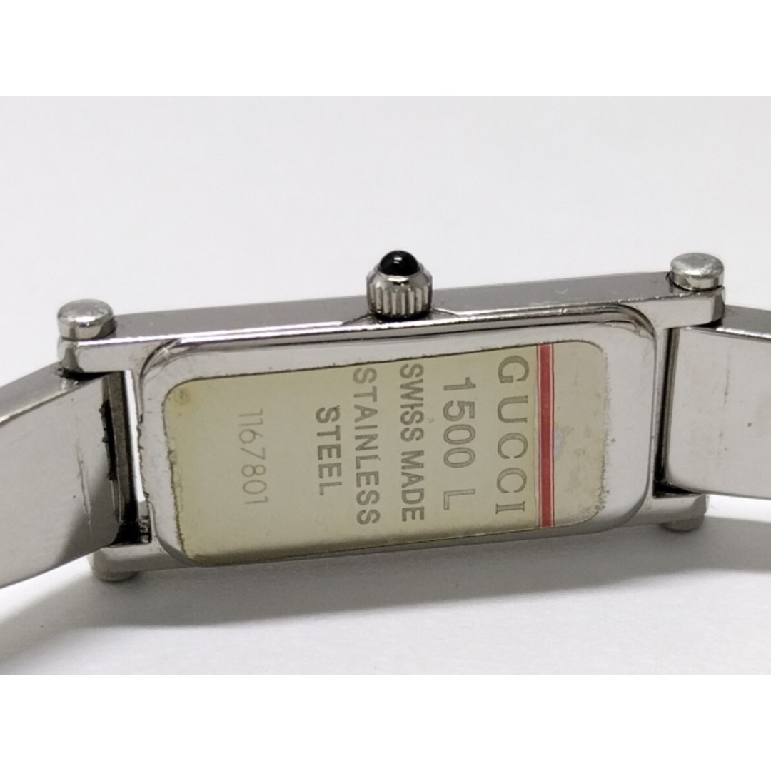 Gucci(グッチ)のGUCCI レディース腕時計 バングルウォッチ クオーツ SS ブラック文字盤 レディースのアクセサリー(ブレスレット/バングル)の商品写真