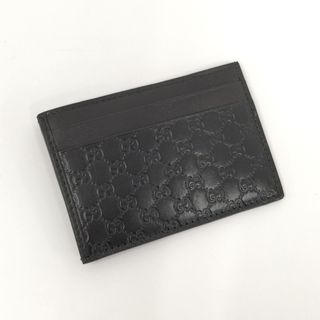 グッチ(Gucci)のGUCCI カードケース パスケース マイクログッチシマ レザー ブラック(名刺入れ/定期入れ)