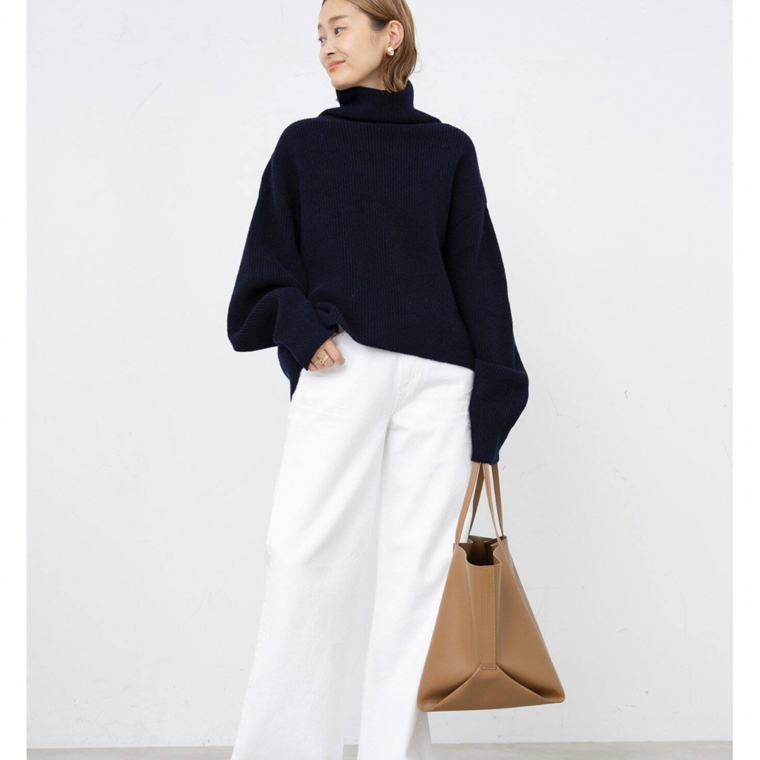 Deuxieme Classe BLANC アゼ タートルネックプルオーバー 紺 Deuxieme Classe BLANC アゼ タートルネックプルオーバー 紺