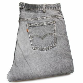 リーバイス(Levi's)の90s カナダ製 Levi'sリーバイス 先染め ブラック デニムパンツ フェード ヒゲ w40★SDP2414 オールド ビンテージ ジーンズ ストレート(デニム/ジーンズ)