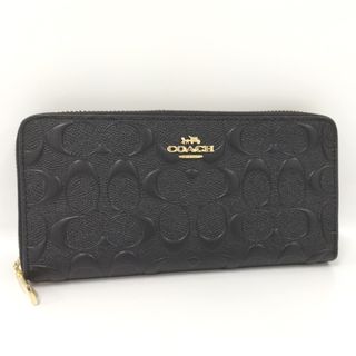 コーチ(COACH)のCOACH ラウンド ファスナー 長財布 PVC ブラック F53834(財布)