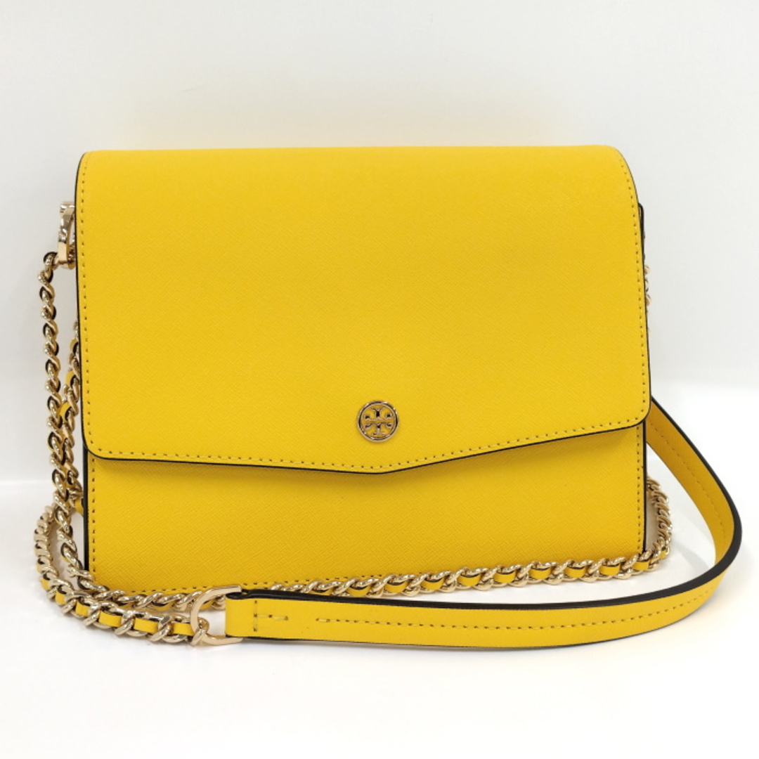 イエロー素材ラインTORY BURCH チェーン ショルダーバッグ PVC イエロー