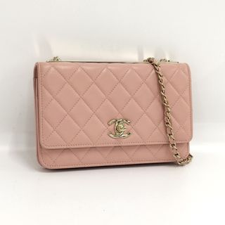 シャネル(CHANEL)のCHANEL チェーンウォレットバック レザー ピンク A80982(財布)