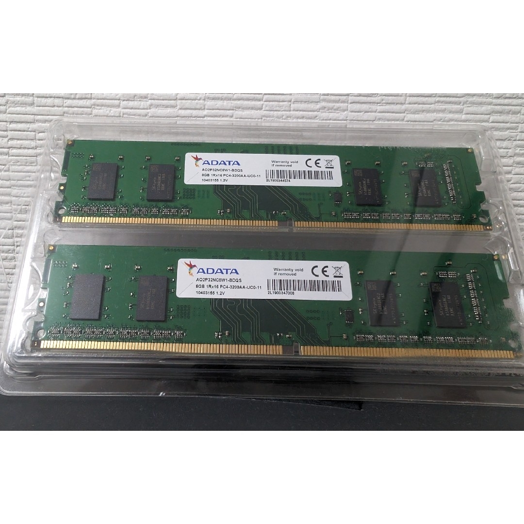 ADATA(アルダータ)のPC用メモリ DDR4 3200Mhz PC4-25600 8gb×2枚 スマホ/家電/カメラのPC/タブレット(PCパーツ)の商品写真