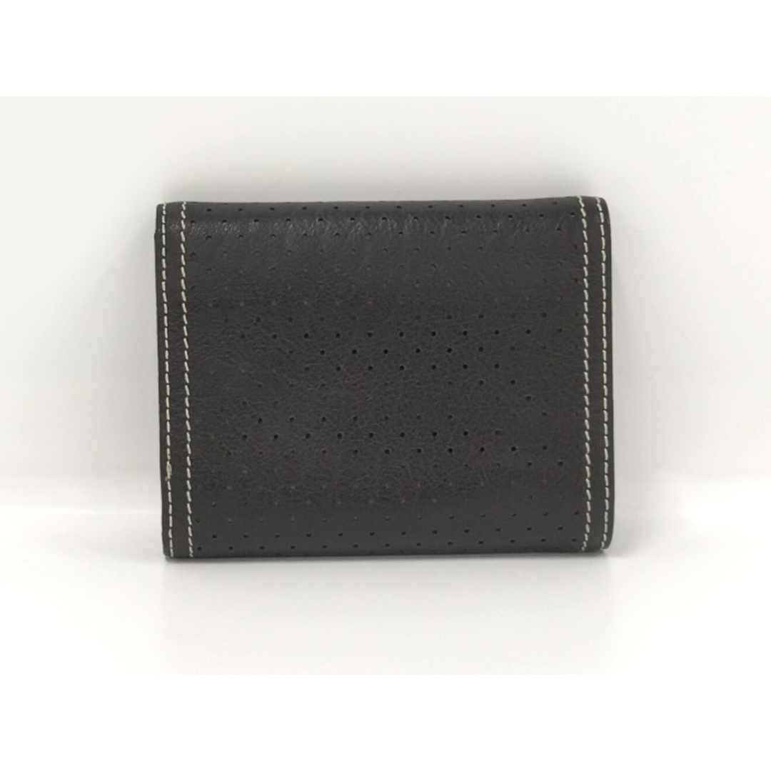 PRADA - PRADA パンチングドット 三つ折り財布 レザー ブラック PRADA - PRADA パンチングドット 三つ折り財布 レザー ブラック