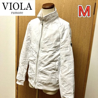 ヴィオラ(VIOLA)のホワイトM ヴィオラ ビオラ 中綿ジャケット メンズ 総柄型押し ジップアップ(ダウンジャケット)