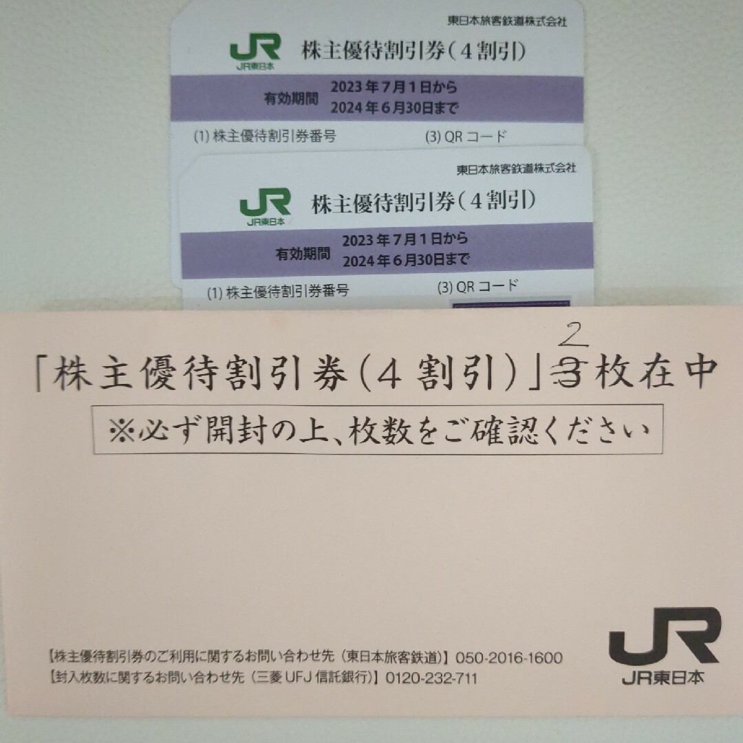 チケット東日本旅客鉄道株主優待2枚　JR