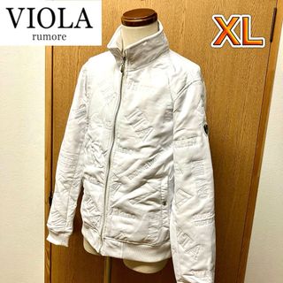 ヴィオラ(VIOLA)のホワイトXL ヴィオラ ビオラ 中綿ジャケット メンズ 総柄型押し ジップアップ(ダウンジャケット)