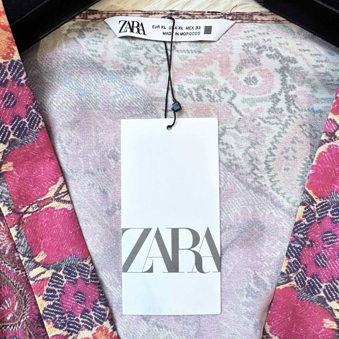 ZARA(ザラ)の【新品タグ付き】 ザラ ロングワンピース 総柄 エスニック XL 大きいサイズ レディースのワンピース(ロングワンピース/マキシワンピース)の商品写真