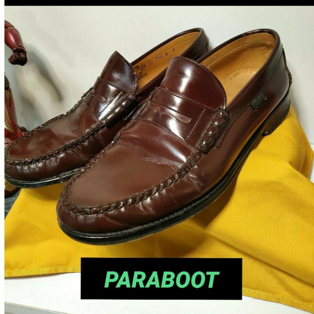 ブラウン素材パラブーツ　コロンビア　Paraboot　columbia　ブラウン