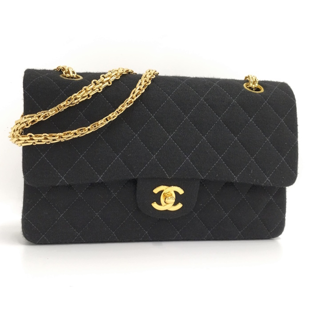 CHANEL マトラッセ チェーンショルダーバッグ キャンバス ブラックオープンポケット×1内側