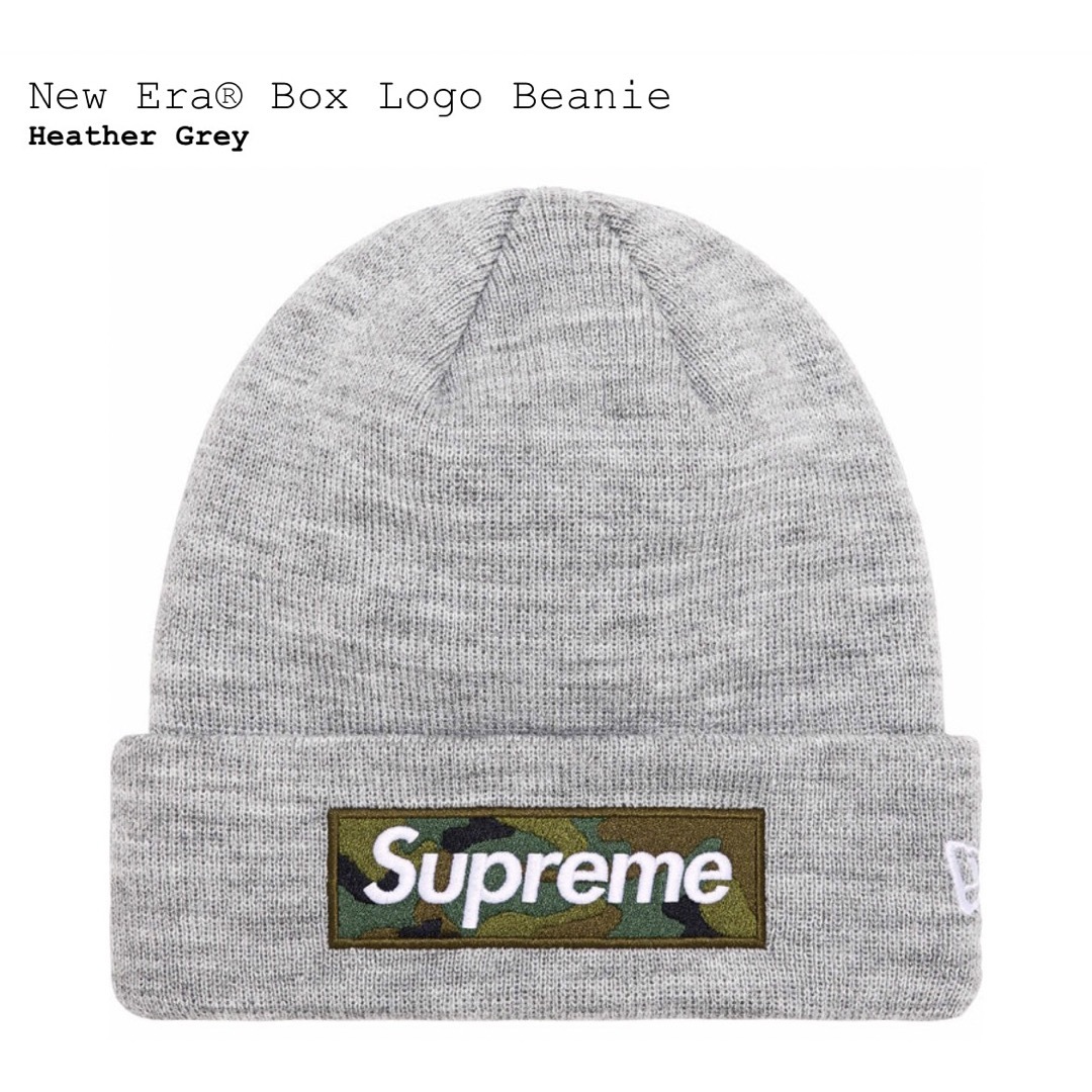 帽子Supreme New Era Box Logo Beanie ヘザー グレー