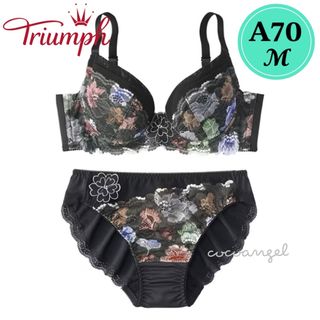 トリンプ(Triumph)の【トリンプ A70-M 黒】上下＊新品 ブラジャーショーツセット 寄せ上げ 盛り(ブラ&ショーツセット)