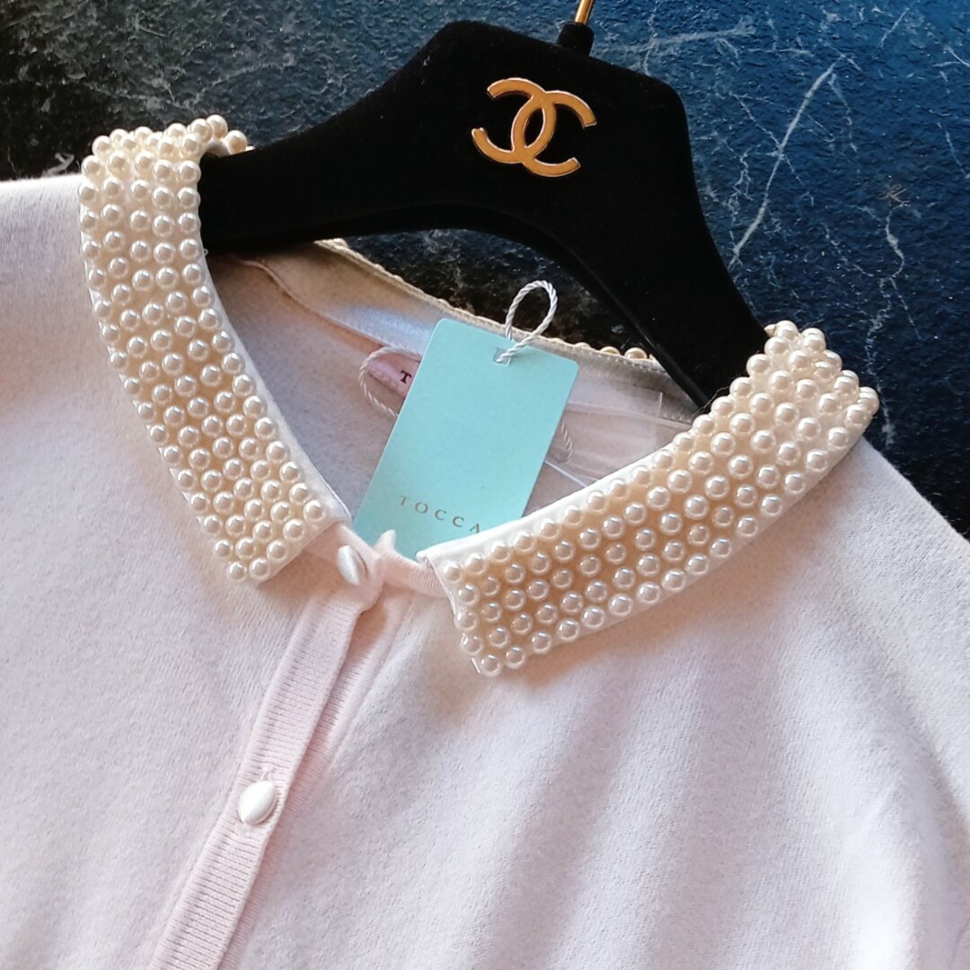 トッカ♡TOCCA♡洗えるＰＥＡＲＬ ＣＯＬＬＡＲ カーディガン♡パール襟♡ | フリマアプリ ラクマ