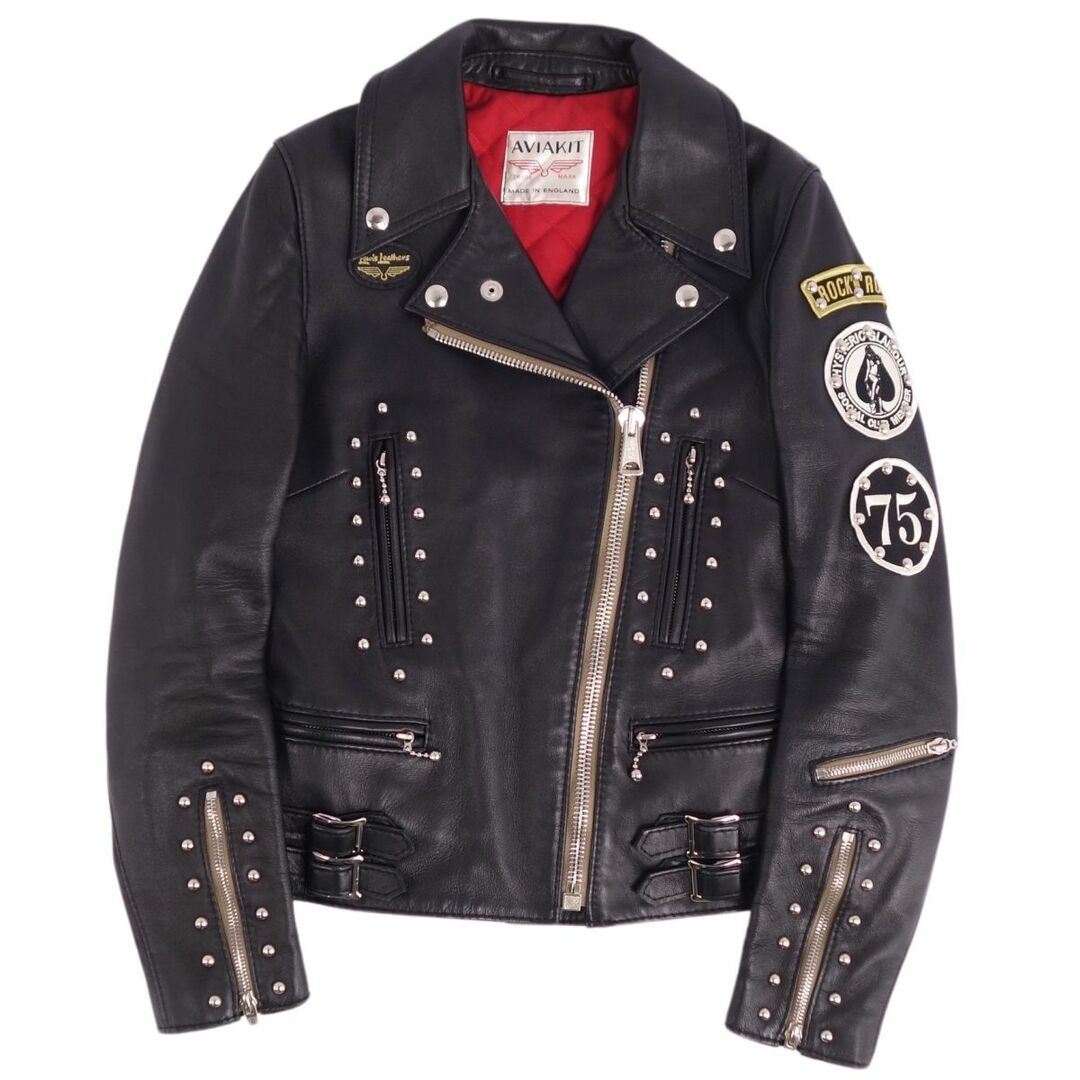 Lewis Leathers(ルイスレザー)の美品 ルイスレザー Lewis Leathers HYSTERIC GLAMOUR ジャケット レザージャケット ダブルライダース 391 LIGHTNING ライトニング シープスキン アウター レディース フリー ブラック レディースのジャケット/アウター(その他)の商品写真