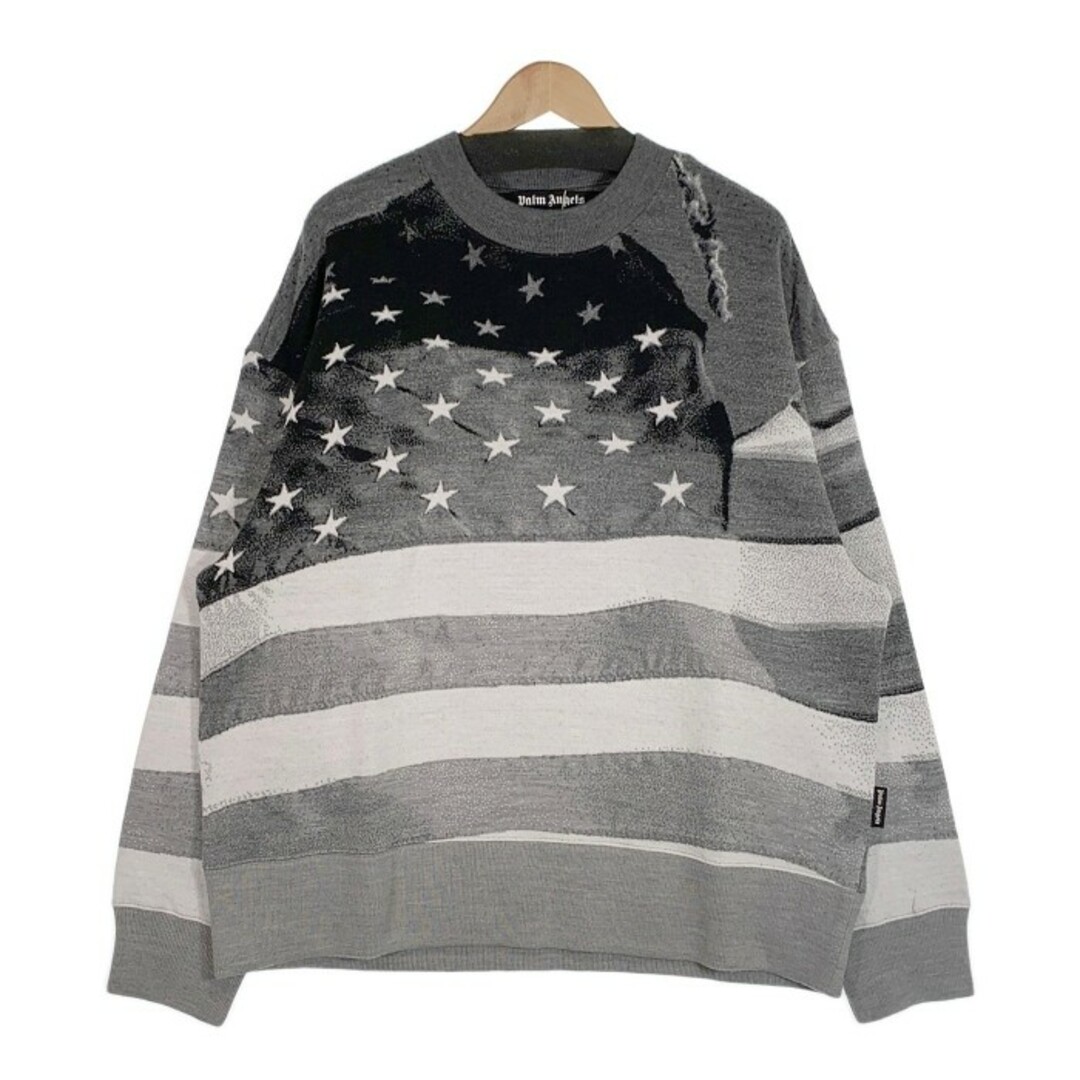 Palm Angels パームエンジェルス 22AW Jacquard Flag Wool Brend Sweater ジャガードフラッグ ウールブレンド セーター グレー 並行品 Size Mトップス