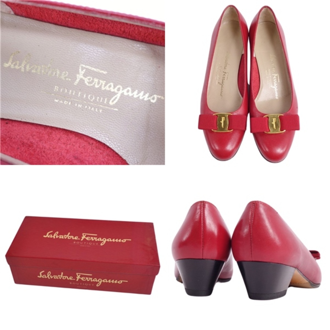 Salvatore Ferragamo(サルヴァトーレフェラガモ)のサルヴァトーレ フェラガモ Salvatore Ferragamo パンプス ヴァラ カーフレザー ヒール シューズ 靴 レディース イタリア製 6 1/2C(24cm相当) レッド レディースの靴/シューズ(ハイヒール/パンプス)の商品写真