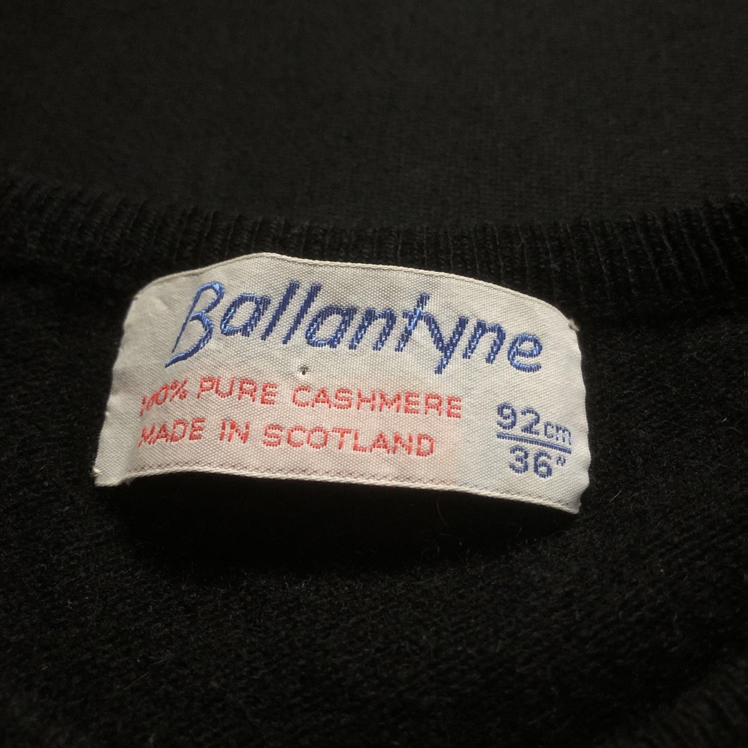 old ballantyne カシミヤ 黒 インターシャ 丸首ニット セーター old ballantyne カシミヤ 黒 インターシャ 丸首ニット セーター
