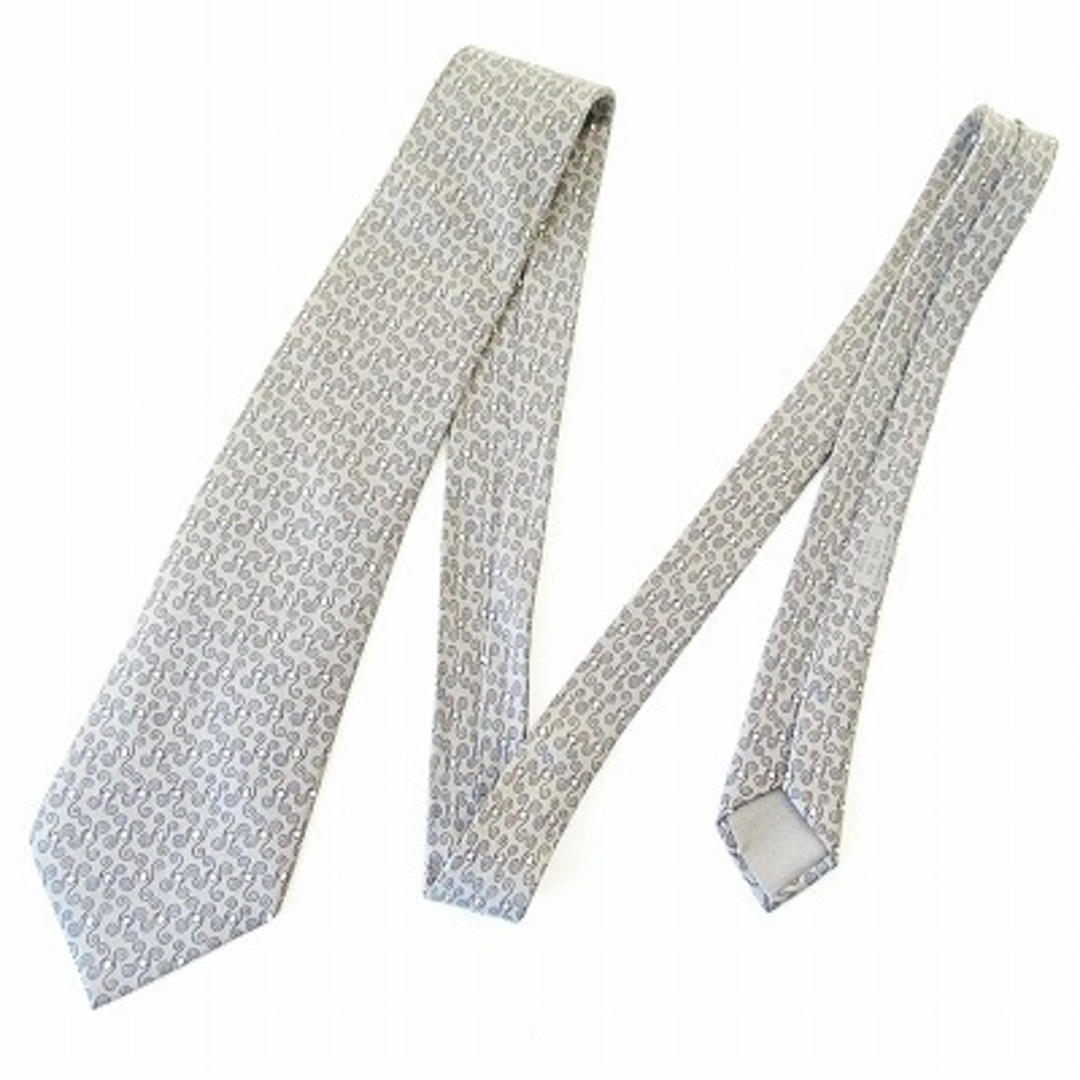 Hermes(エルメス)のエルメス 美品 ネクタイ レギュラータイ 総柄 ビジネス シルク グレー メンズのファッション小物(ネクタイ)の商品写真