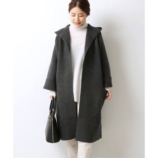 スピックアンドスパン(Spick & Span)のspick&span ♡ ポンチローマフーディーコート　グレー(ロングコート)