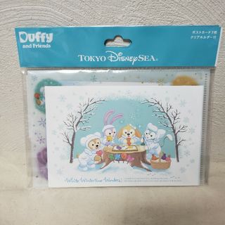 ディズニー(Disney)の【新品】ダッフィー★ホワイトウィンタータイムワンダーズ★ポストカード★2023(キャラクターグッズ)