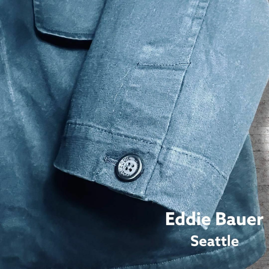 Eddie Bauer(エディーバウアー)の【エディーバウアー】カバーオール ワークジャケット XL ネイビースタンドカラー メンズのジャケット/アウター(カバーオール)の商品写真