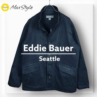 エディーバウアー(Eddie Bauer)の【エディーバウアー】カバーオール ワークジャケット XL ネイビースタンドカラー(カバーオール)