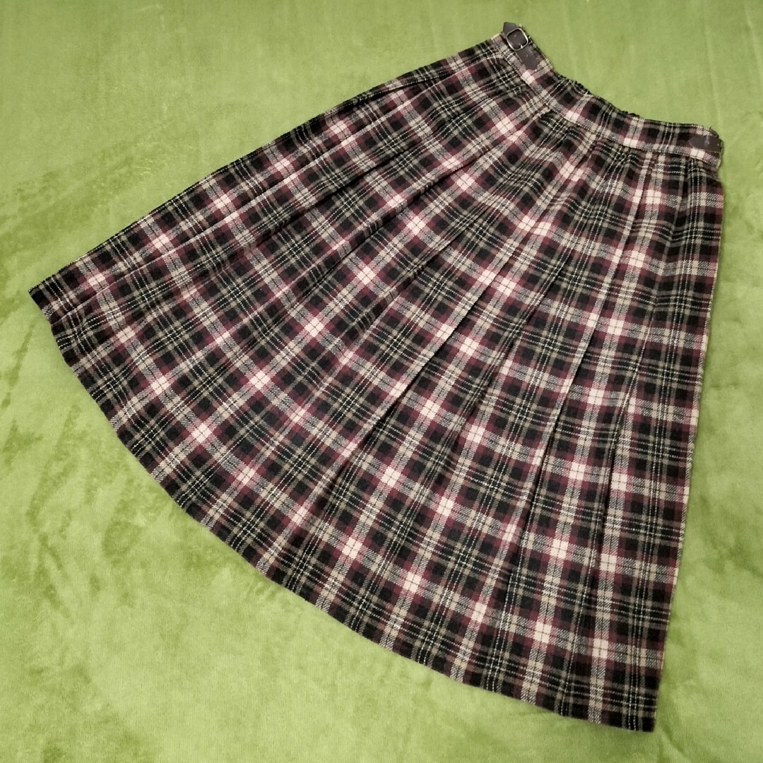 プリーツ チェック ロングスカート レディースのスカート(ロングスカート)の商品写真