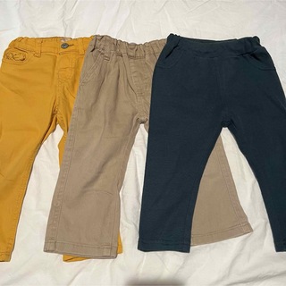 エイチアンドエム(H&M)のbaiya 80 ズボン　パンツ　デニム　ベージュ　無印良品　恐竜　H&M 黄色(パンツ)